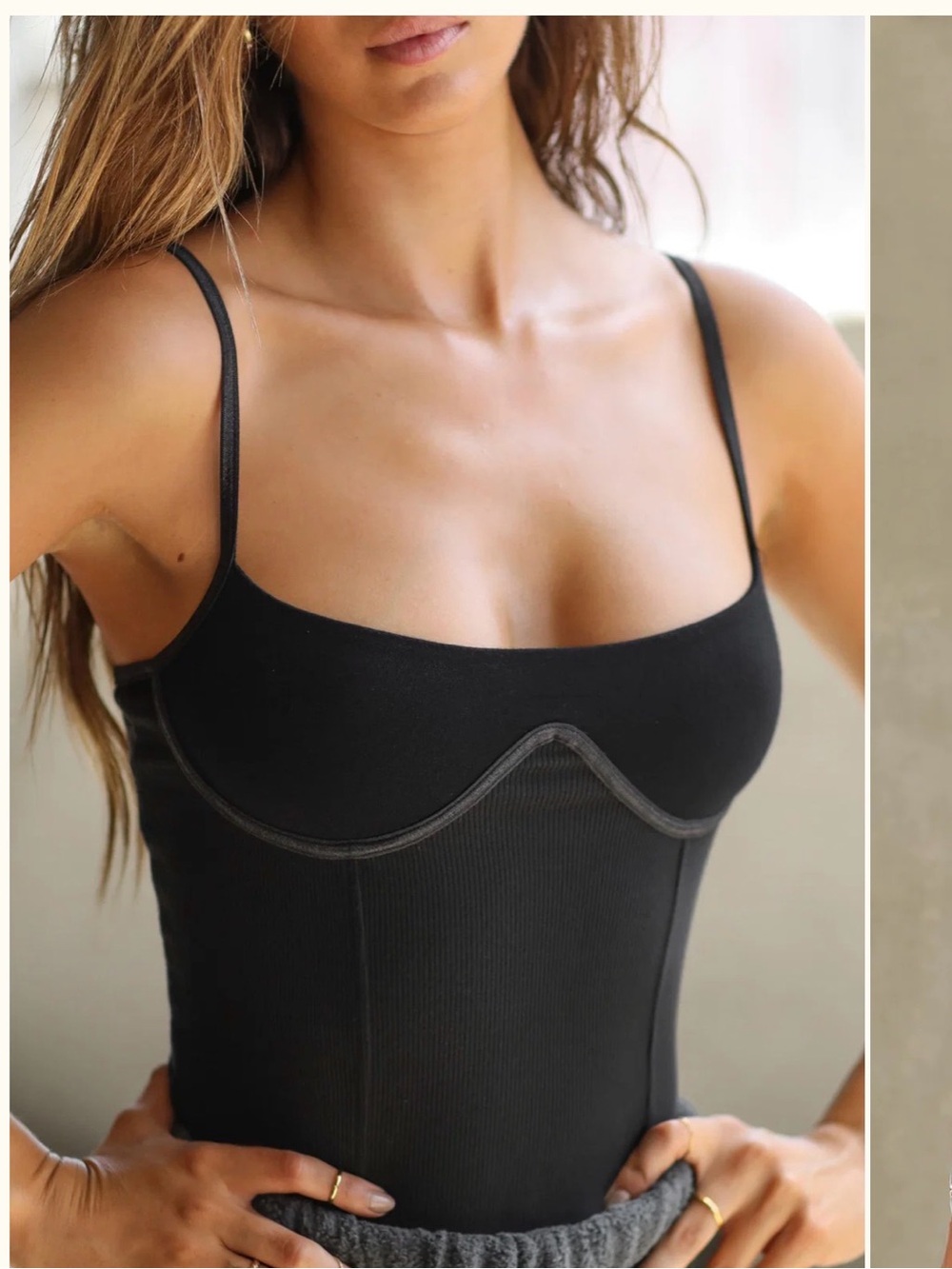 Joah Brown Corset Tank Black, Size XS